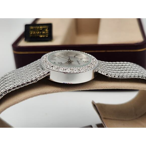 NOS Ladies Jules Jurgensen Crystal Silver Mesh Watch - New Battery - Picture 7 of 15
